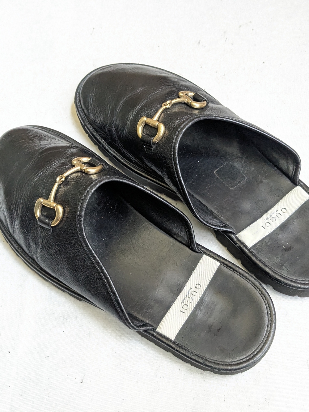 Gucci Black Leather Horsebit Mule Slip-Ons Men US 12 - Picture 9 of 15